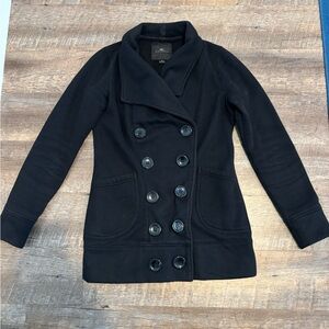 Iris Basic Black Double-Breasted Pea Coat